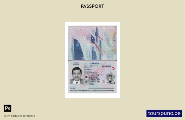 listo para imprimir la plantilla actual del pasaporte de Canadá